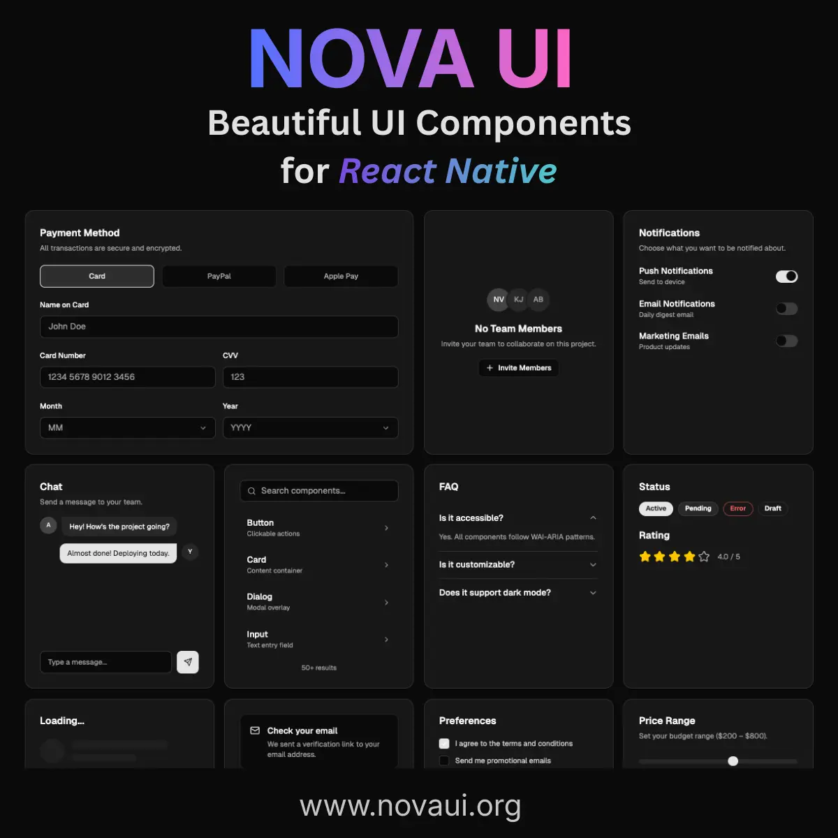 React Native UI Components Library | NovaUI