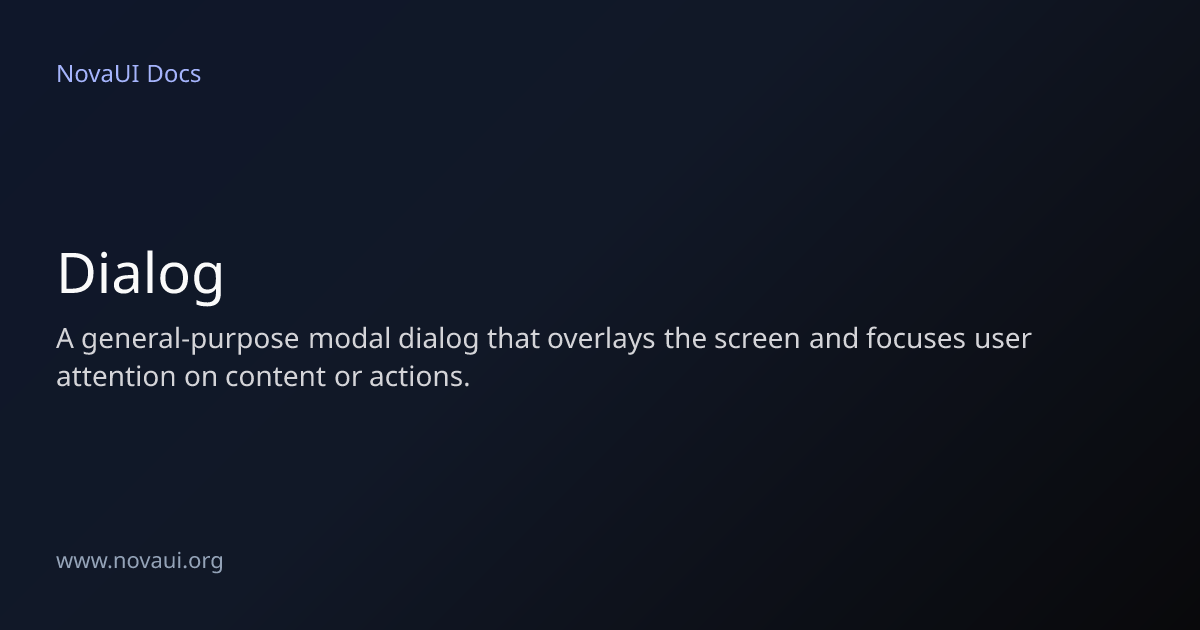 Now Dialog Dialog | NovaUI