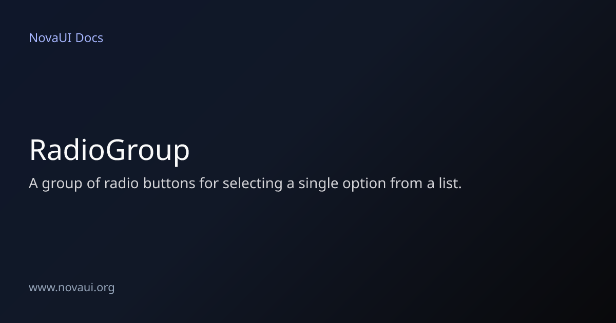 RadioGroup | NovaUI